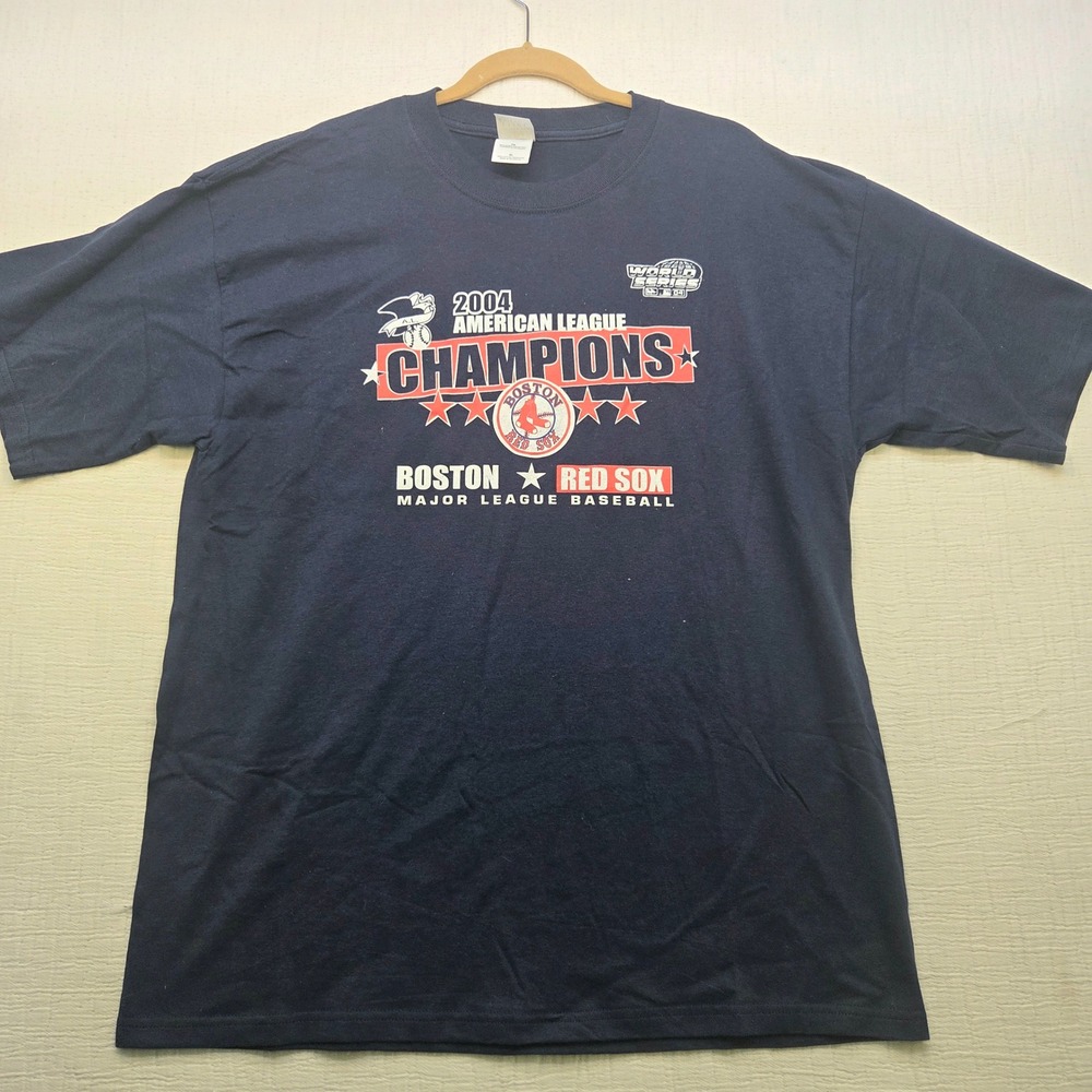 Gildan Mens Boston Red Sox 2004 American‎ League Champions T-Shirt Navy Blue XL